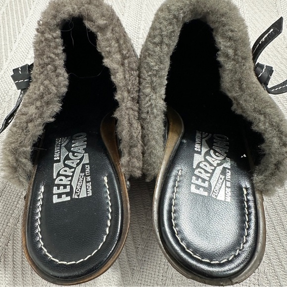 Salvatore Ferragamo dark brown leather studded mule clogs, size 8, wedge - Picture 3 of 15